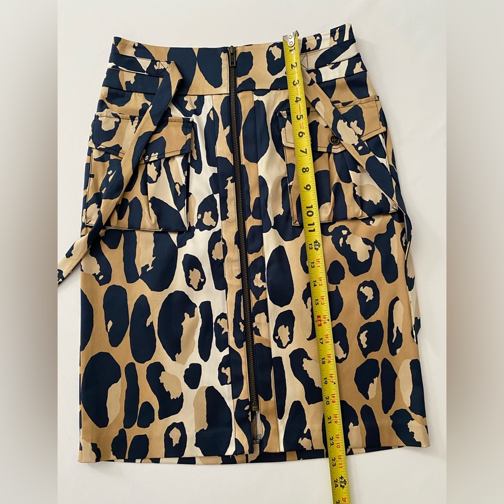 Diane von Furstenberg DVF Skirt Silk Pencil Leopard Print Sand/Navy NWT size 8 - Picture 11 of 12